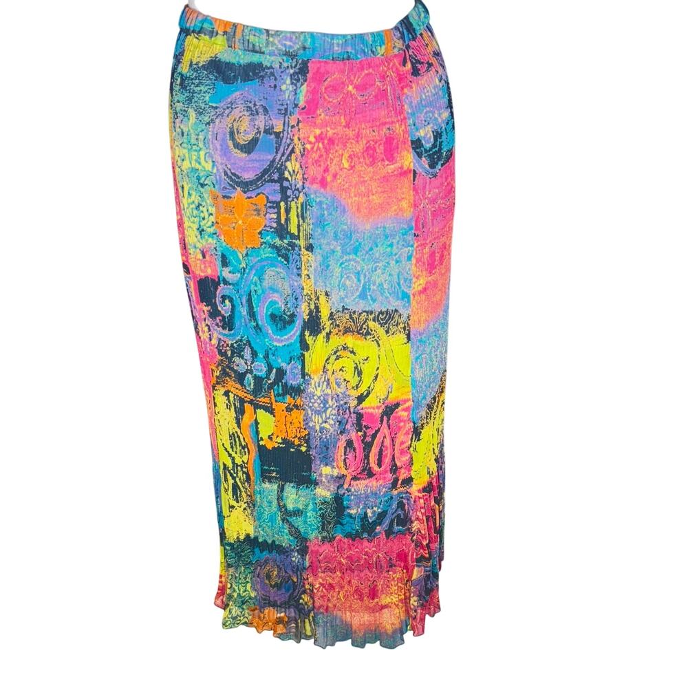 City Girl by Nancy Bolen Colorful Pleated Maxi Skirt – Size S
